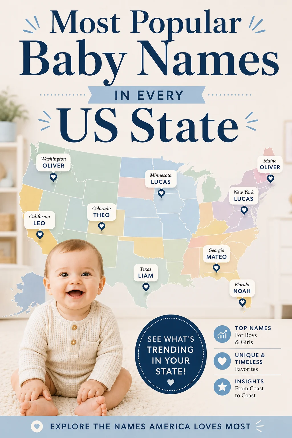 Baby Names by State: The Most Popular Names Across the US (2026)
